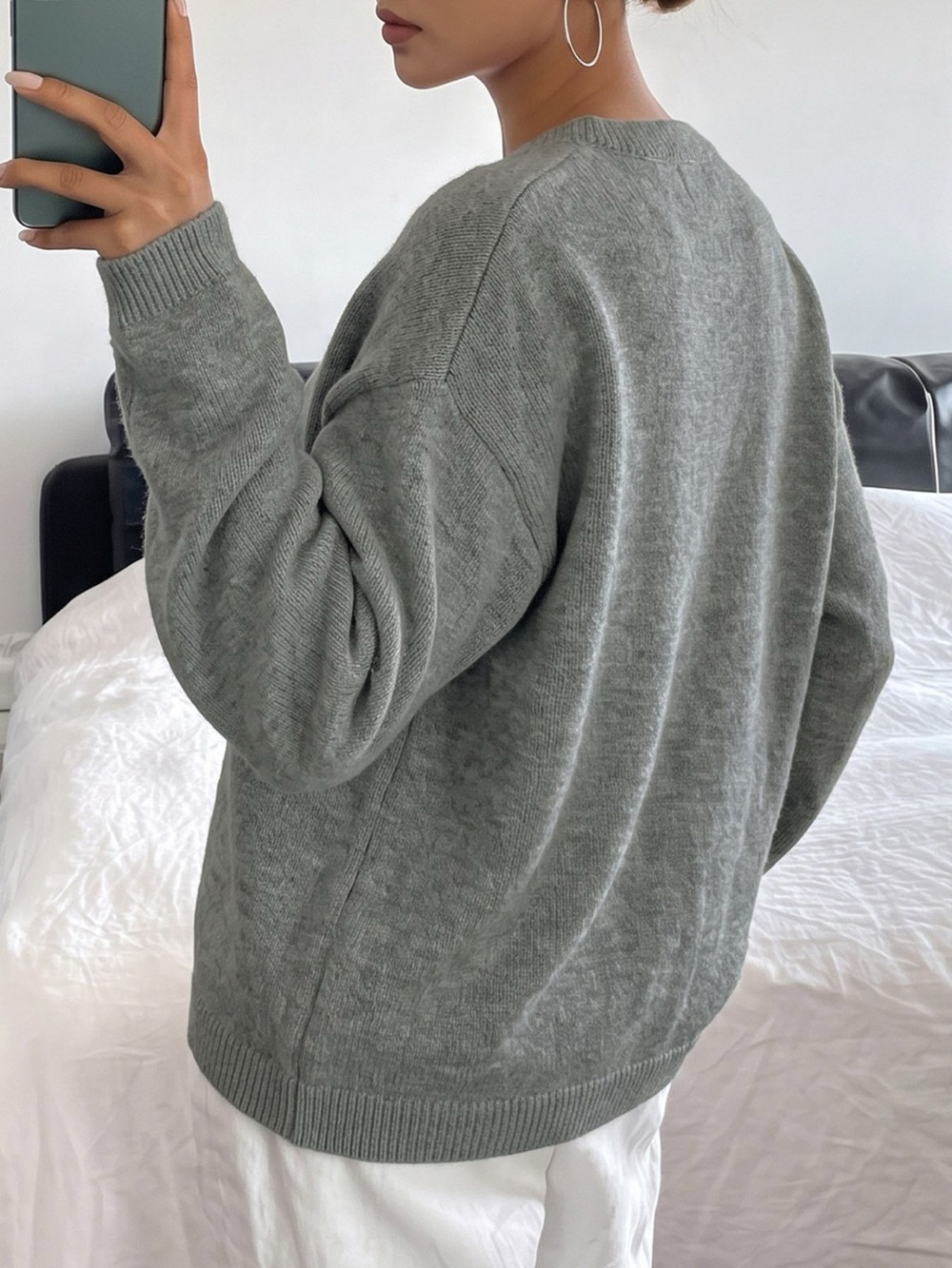 Star-Patterned Dropped Shoulder Sweater - Picture 6 of 14